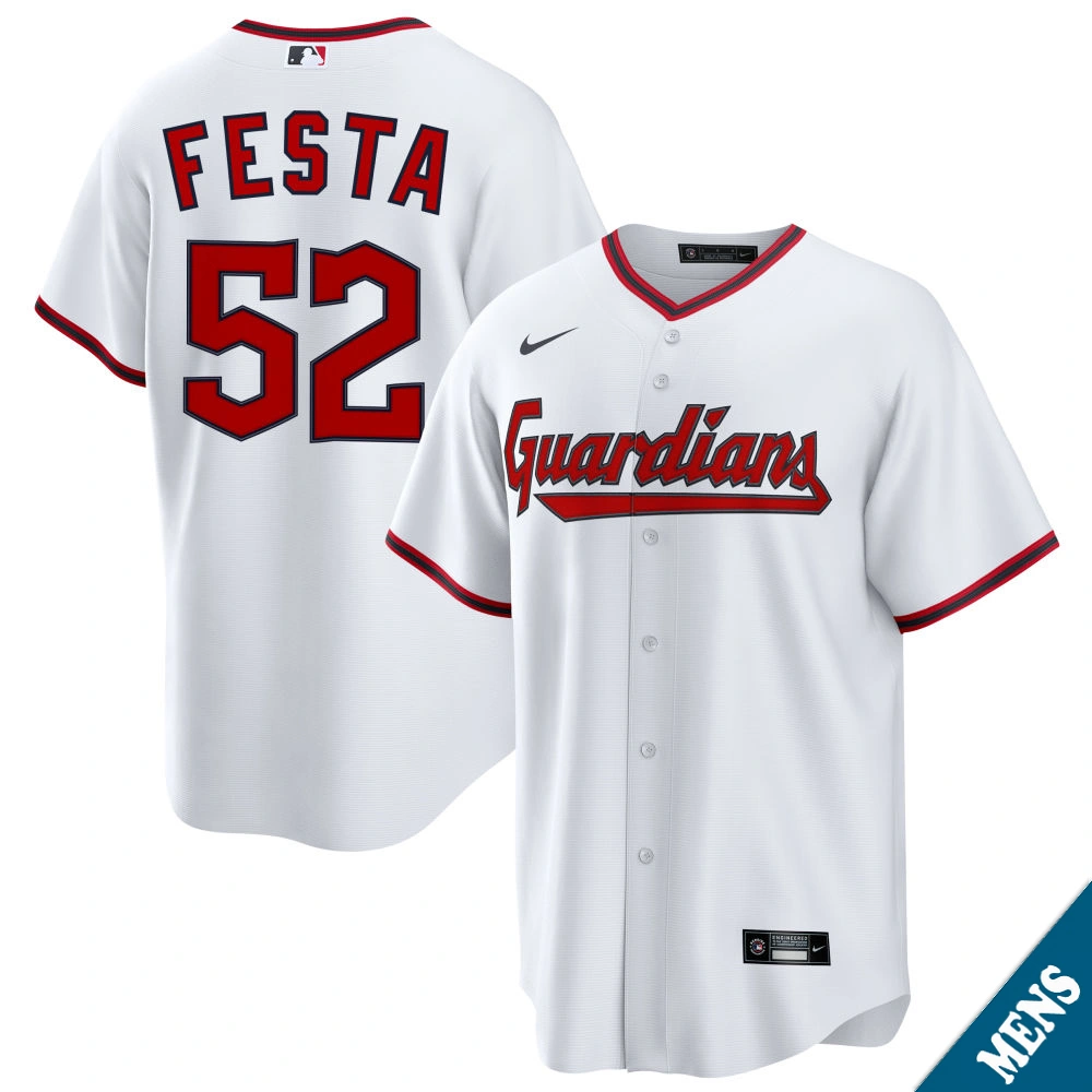 Men's Cleveland Guardians Matt Festa #52 Home White Replica Jersey