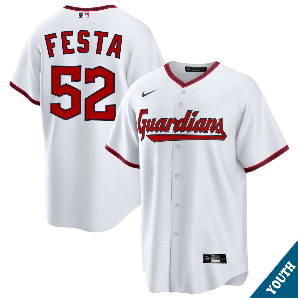 Youth Cleveland Guardians Matt Festa #52 Home White Replica Jersey
