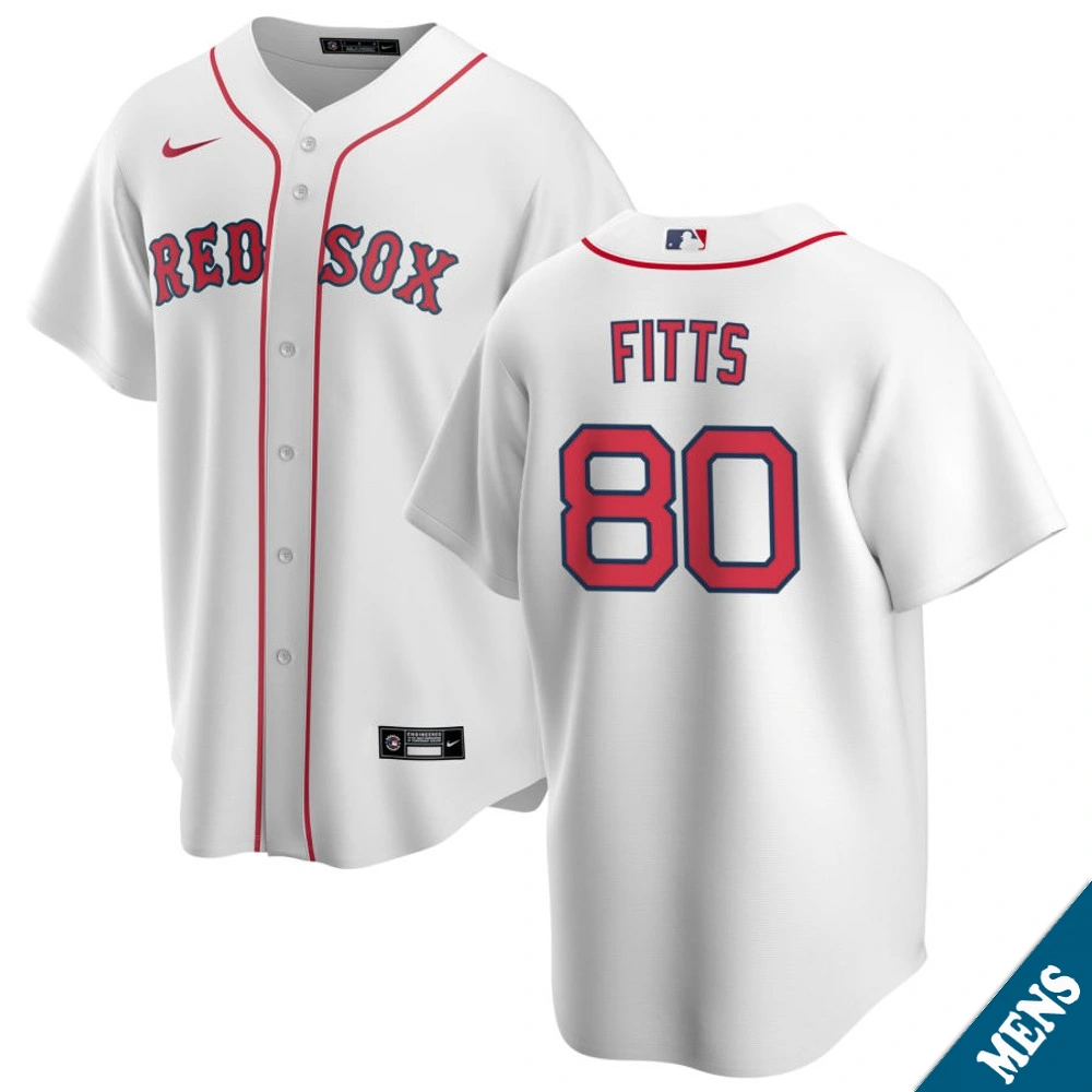 Men's Boston Red Sox Richard Fitts #80 Home White Replica Jersey Men's Boston Red Sox Richard Fitts #80 Home White Replica Jersey