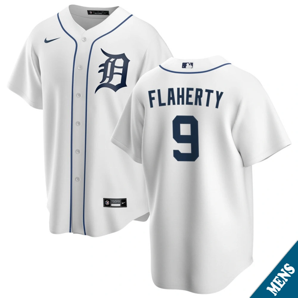 Men's Detroit Tigers Jack Flaherty #9 Home White Replica Jersey