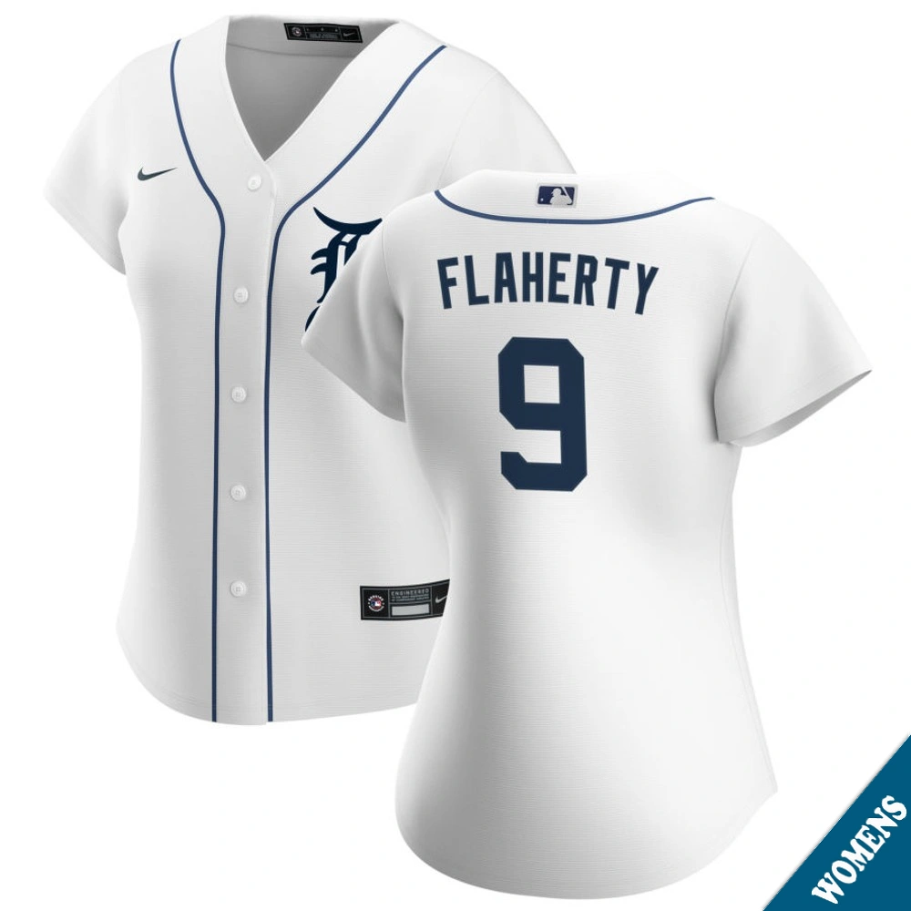 Women's Detroit Tigers Jack Flaherty #9 Home White Replica Jersey