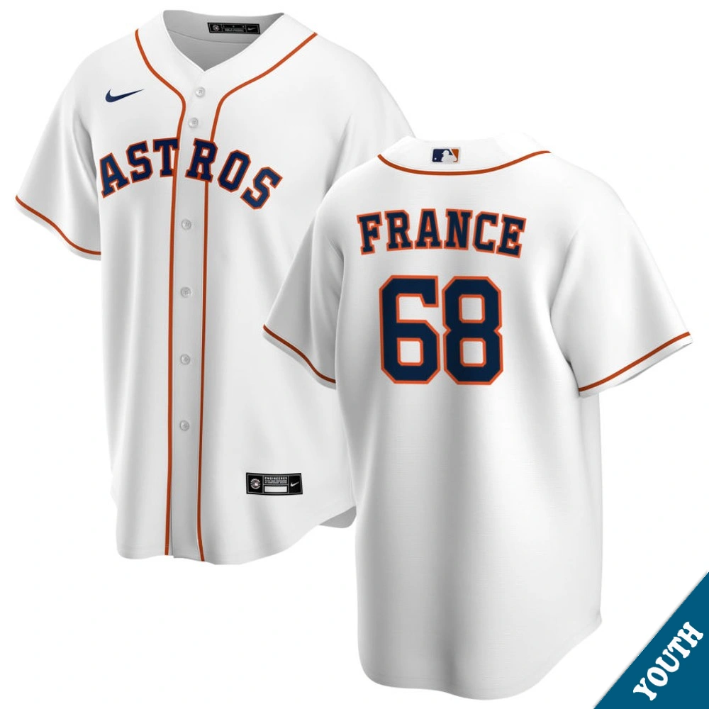 Youth Houston Astros JP France #68 Home White Replica Jersey