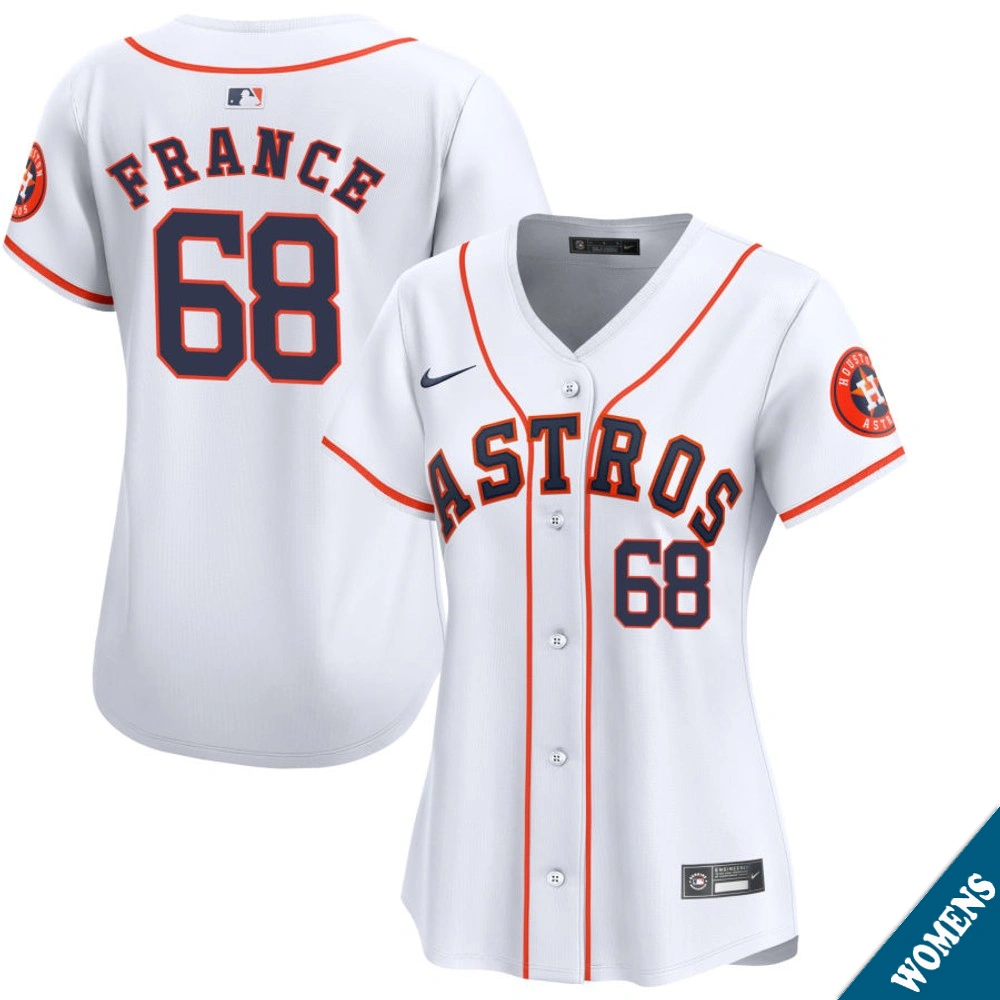 Women's Houston Astros JP France #68 Home White Limited Jersey