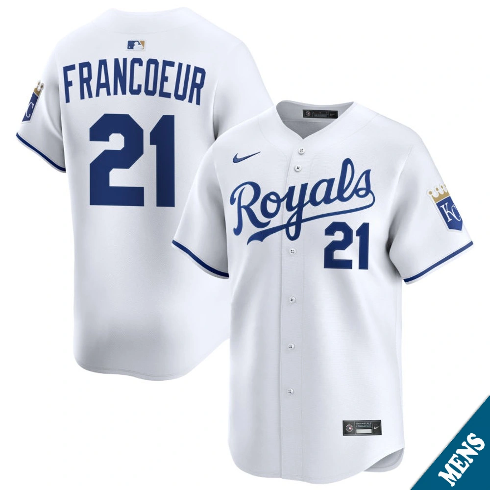 Men's Kansas City Royals Jeff Francoeur #21 Home White Limited Former Player‌ Jersey