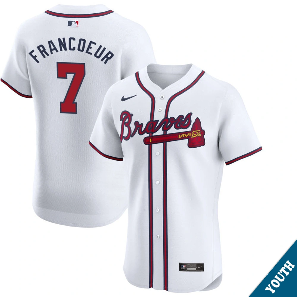Youth Atlanta Braves Jeff Francoeur #7 Home White Elite Former Player‌ Jersey