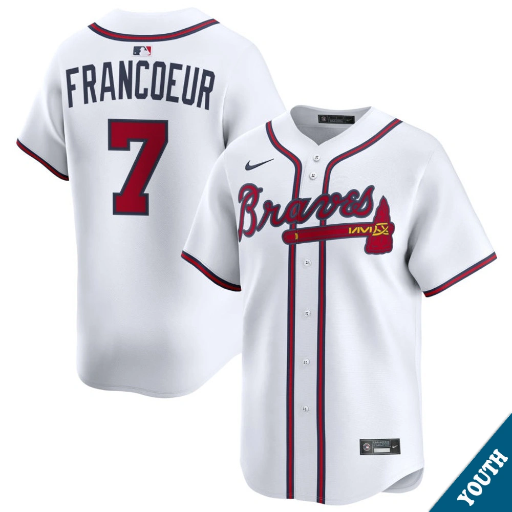 Youth Atlanta Braves Jeff Francoeur #7 Home White Limited Former Player‌ Jersey