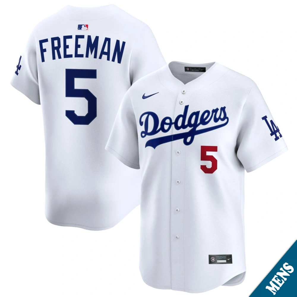 Men's Los Angeles Dodgers Freddie Freeman #5 Home White Limited Jersey