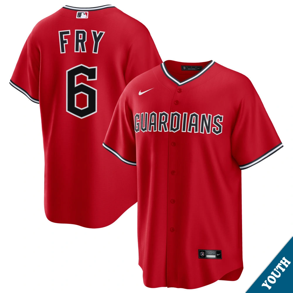 Youth Cleveland Guardians David Fry #6 Red Alternate 2 Replica Jersey