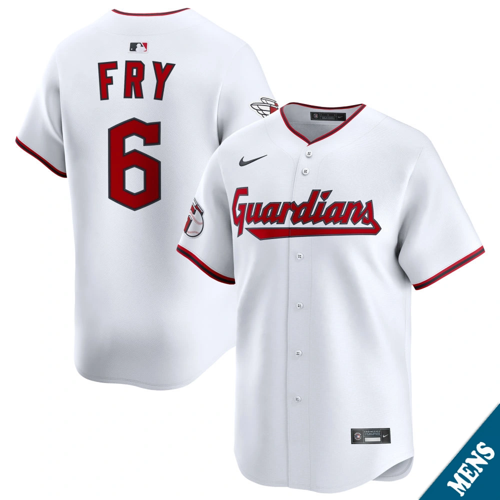 Men's Cleveland Guardians David Fry #6 Home White Limited Jersey