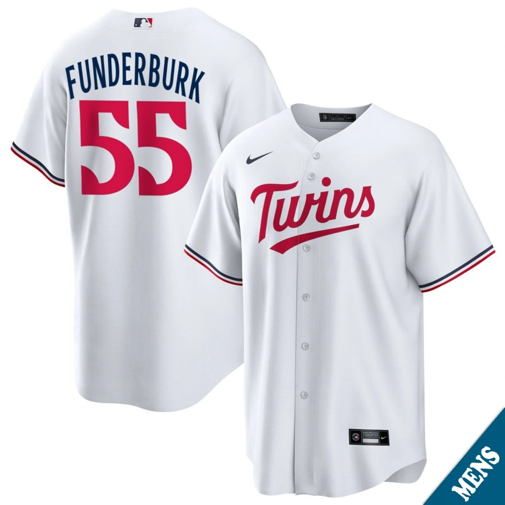 Men's Minnesota Twins Kody Funderburk #55 Home White Replica Jersey