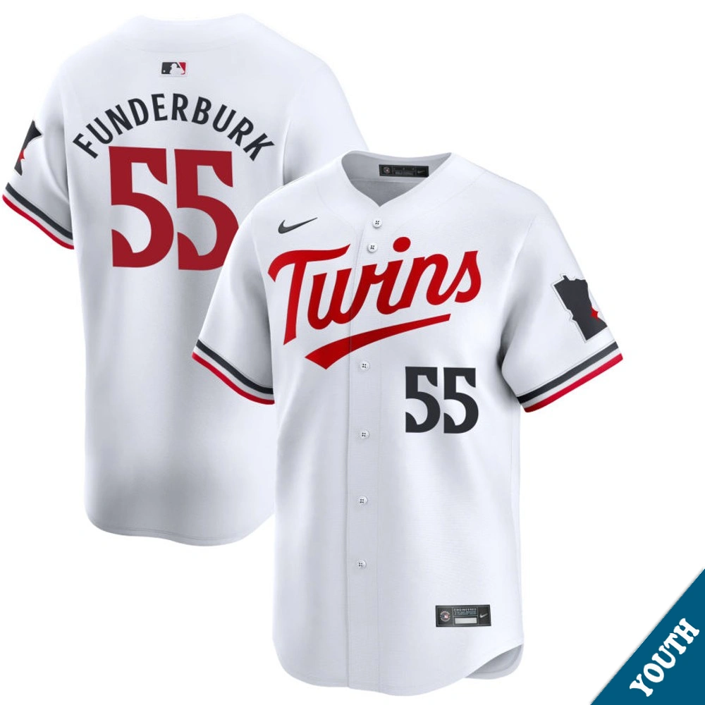 Youth Minnesota Twins Kody Funderburk #55 Home White Limited Jersey