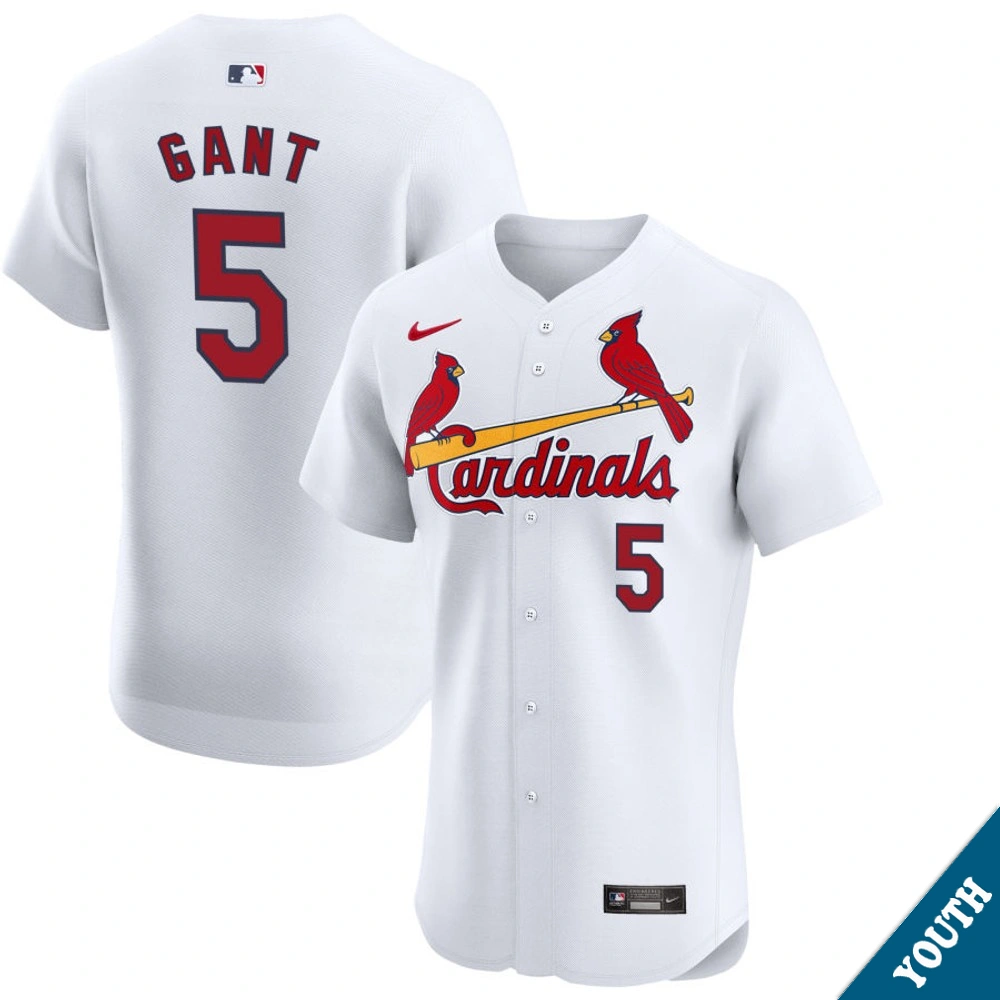 Youth St. Louis Cardinals Ron Gant #5 Home White Elite Former Player‌ Jersey