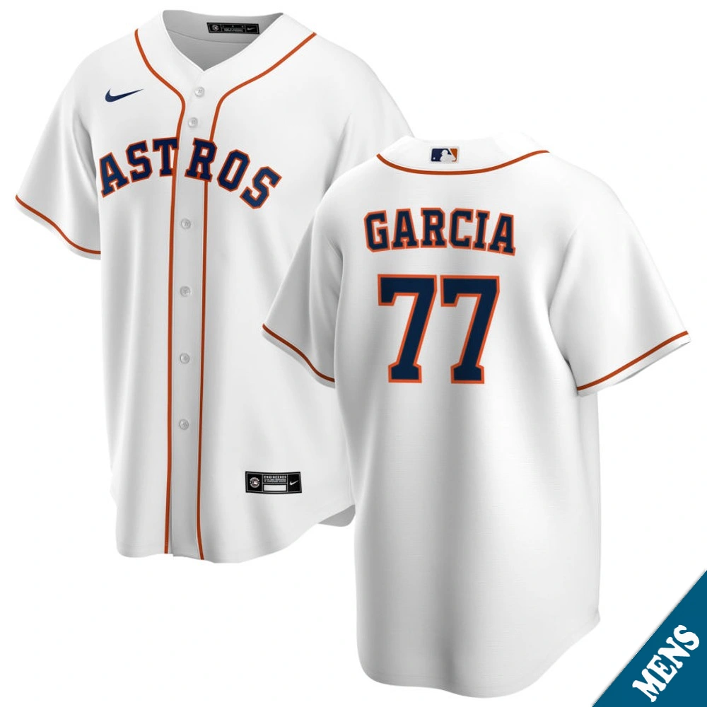Men's Houston Astros Luis Garcia #77 Home White Replica Jersey