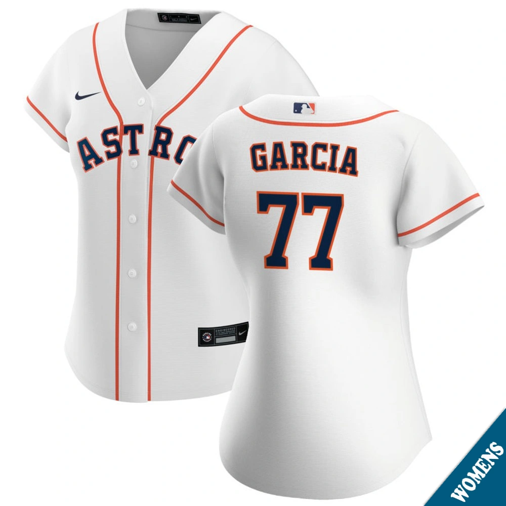 Women's Houston Astros Luis Garcia #77 Home White Replica Jersey