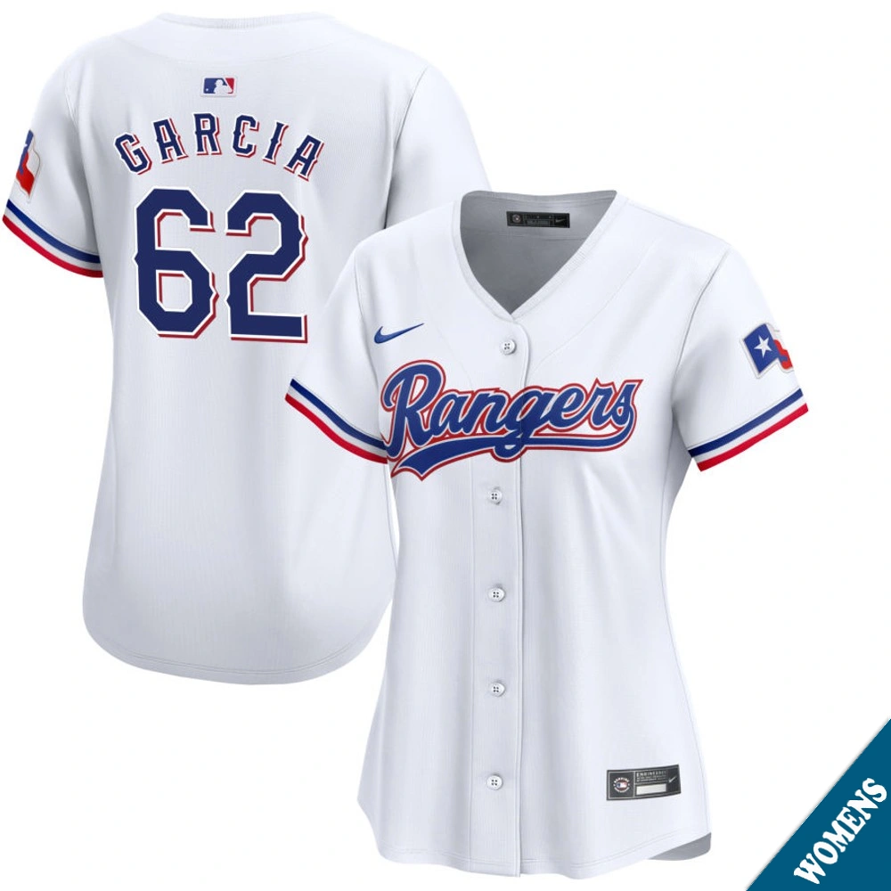 Women's Texas Rangers Robert Garcia #62 Home White Limited Jersey