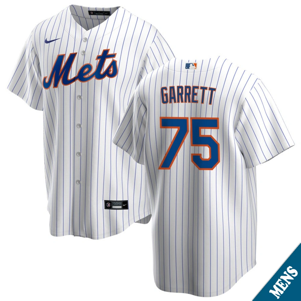 Men's New York Mets Reed Garrett #75 Home White Replica Jersey
