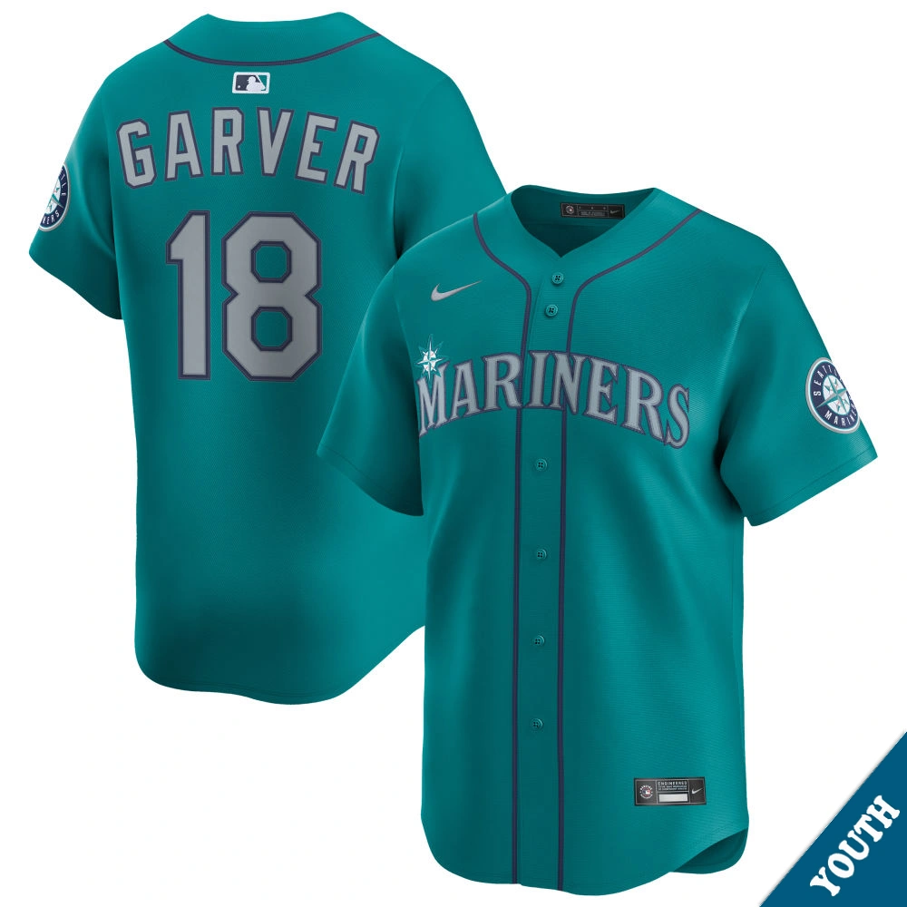 Youth Seattle Mariners Mitch Garver #18 Aqua Alternate Limited Jersey