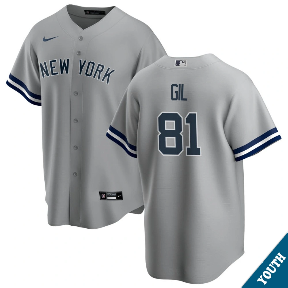 Youth New York Yankees Luis Gil #81 Gray Road Replica Jersey