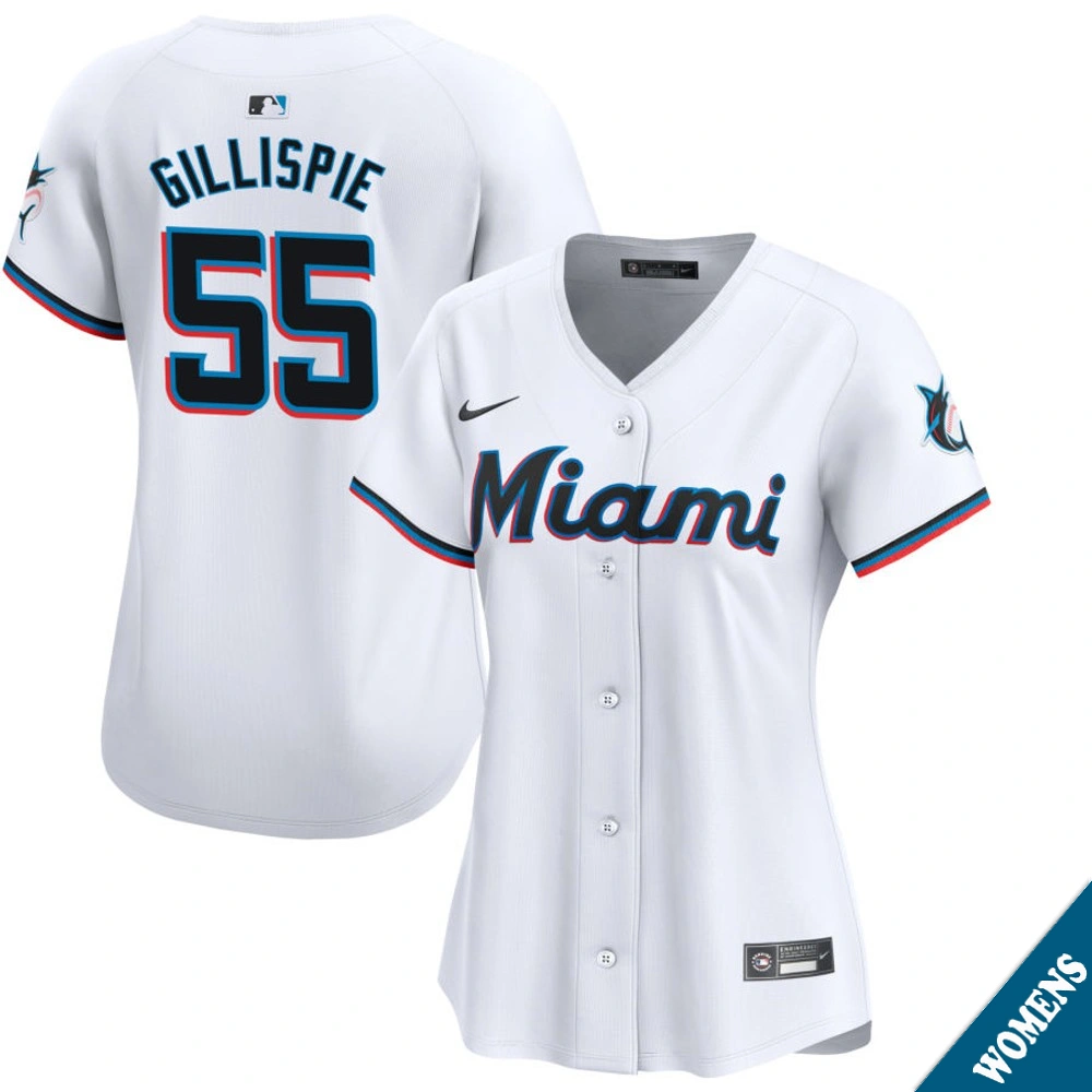 Women's Miami Marlins Connor Gillispie #55 Home White Limited Jersey