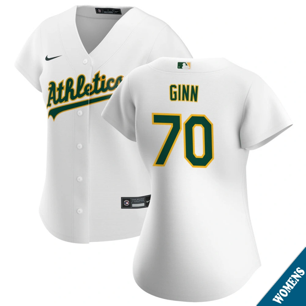 Women's Athletics JT Ginn #70 Home White Replica Jersey