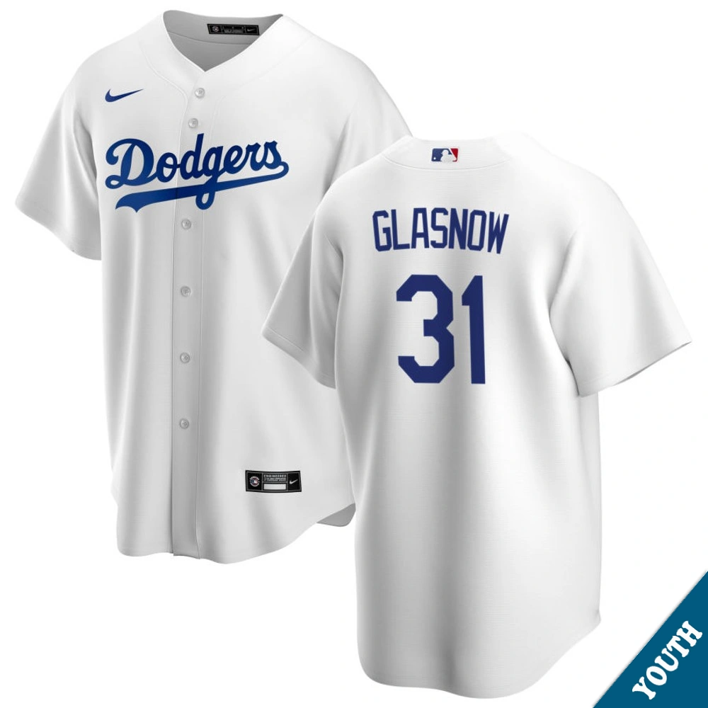Youth Los Angeles Dodgers Tyler Glasnow #31 Home White Replica Jersey
