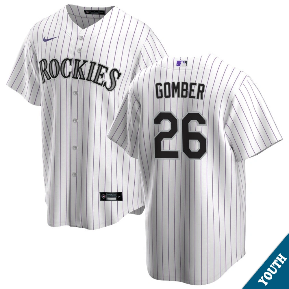 Youth Colorado Rockies Austin Gomber #26 Home White Replica Jersey