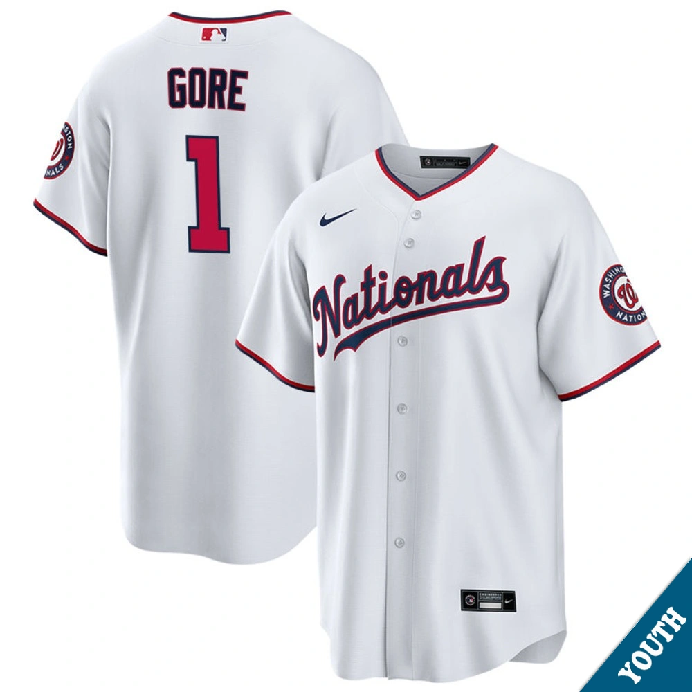 Youth Washington Nationals MacKenzie Gore #1 White Replica Jersey