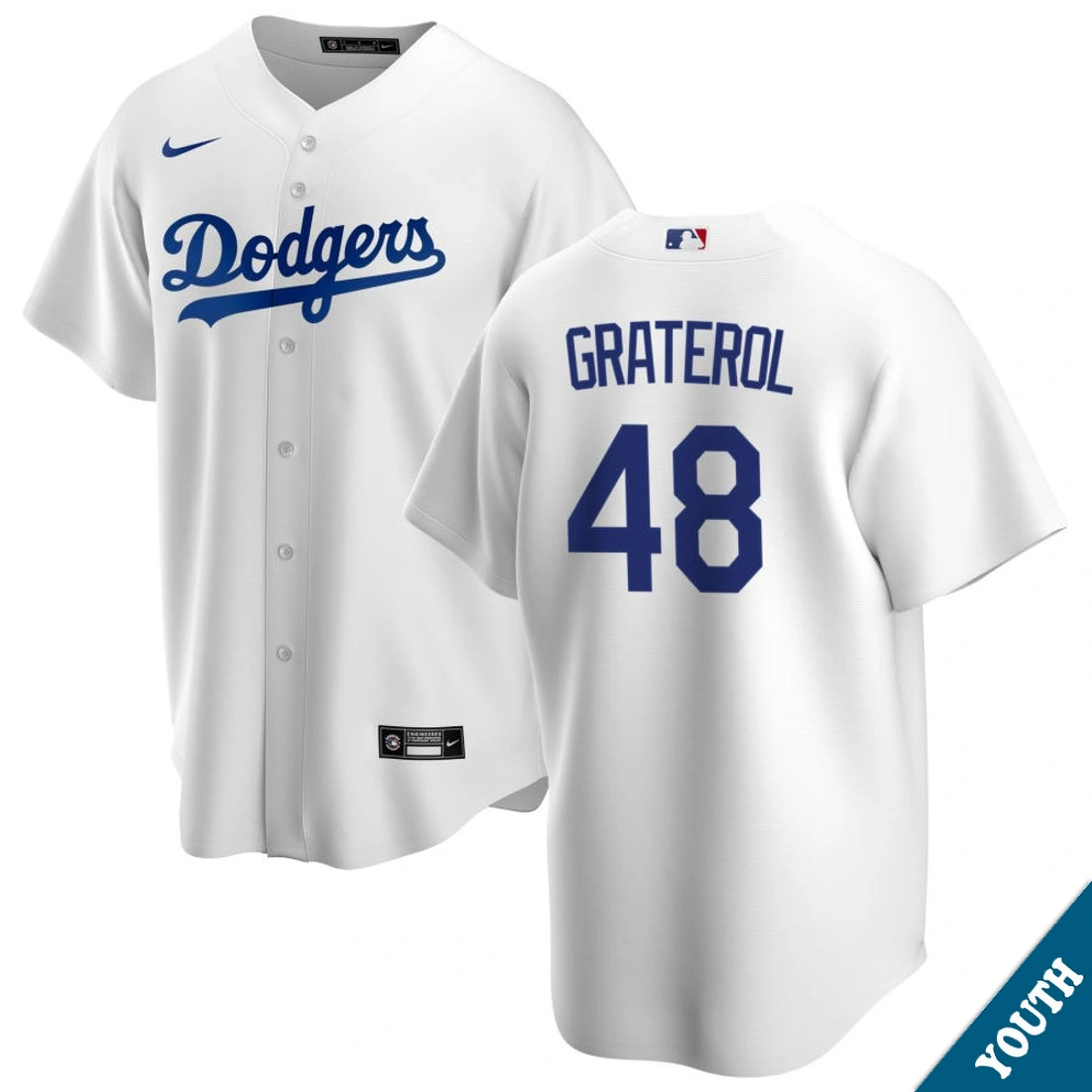 Youth Los Angeles Dodgers Brusdar Graterol #48 Home White Replica Jersey