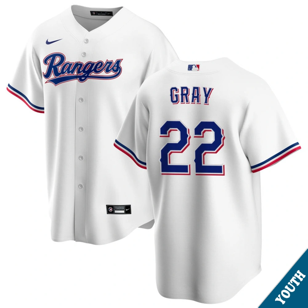 Youth Texas Rangers Jon Gray #22 Home White Replica Jersey