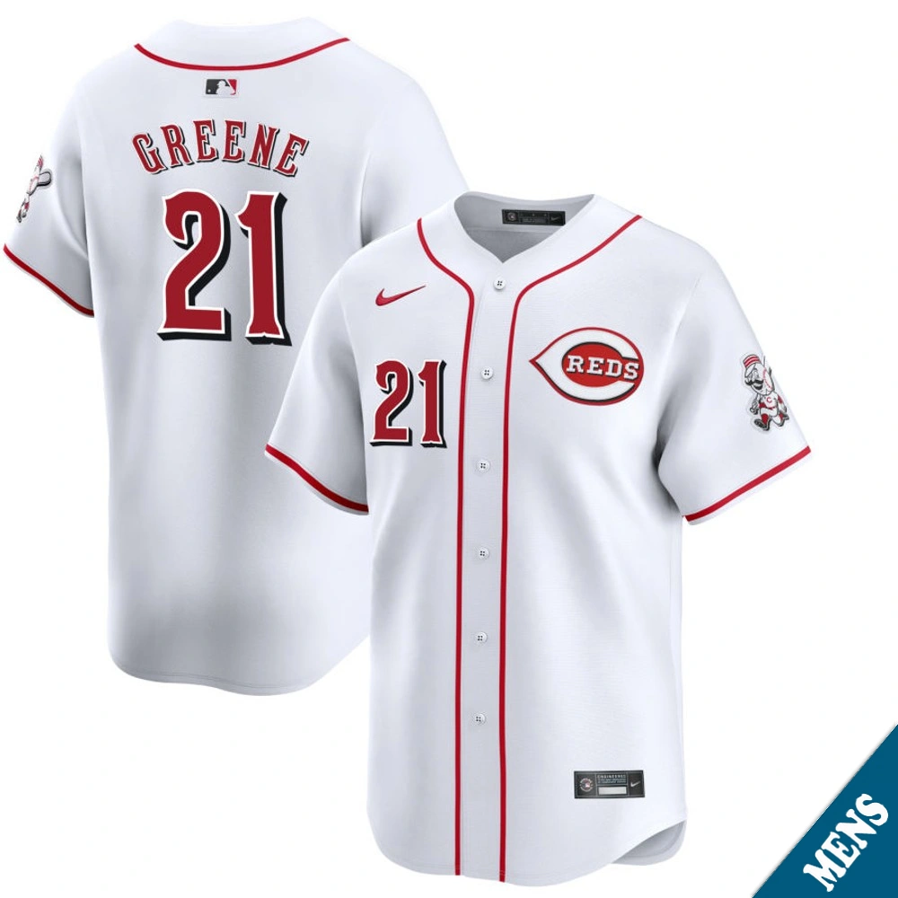 Men's Cincinnati Reds Hunter Greene #21 Home White Limited Jersey