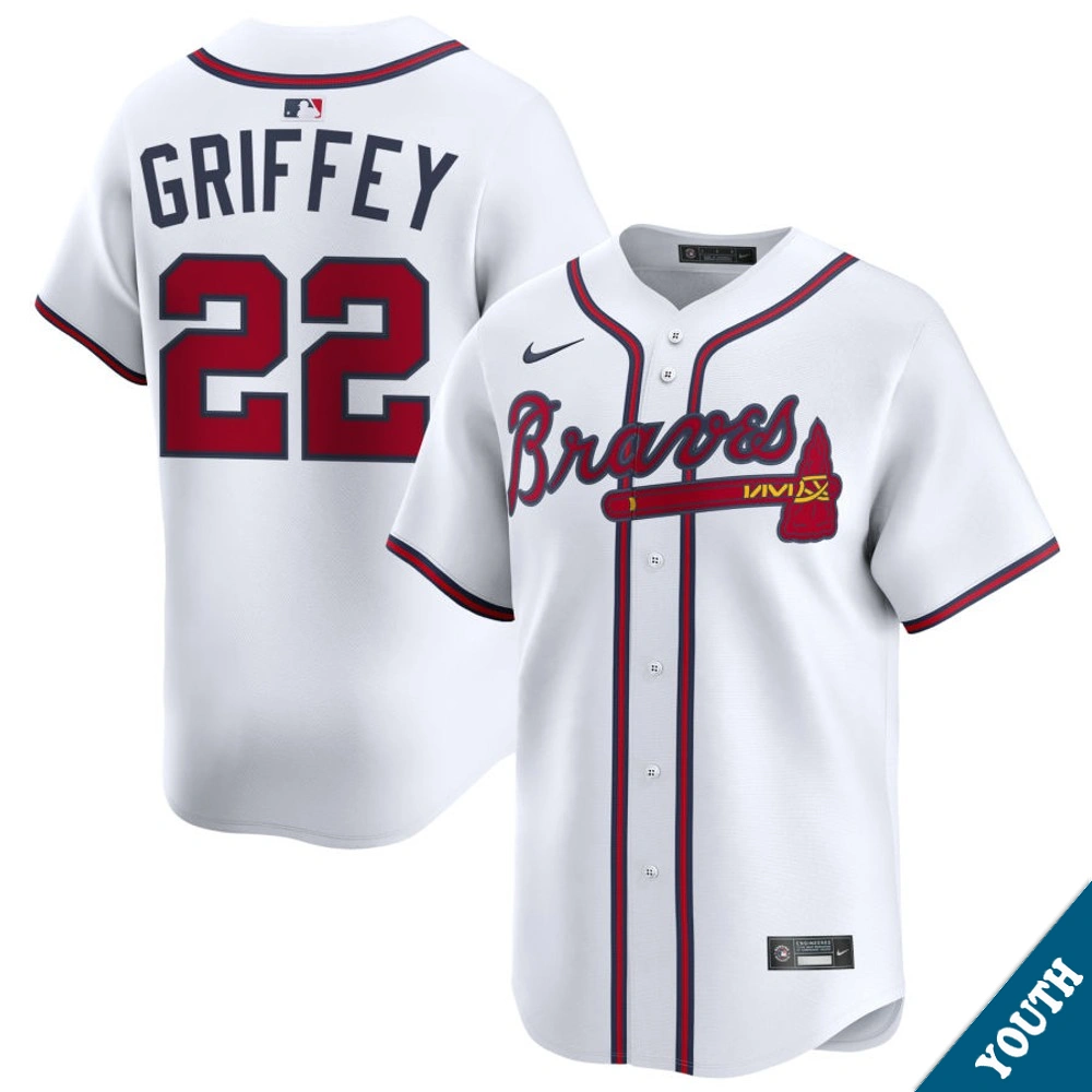 Youth Atlanta Braves Ken Griffey Sr. #22 Home White Limited Former Player‌ Jersey