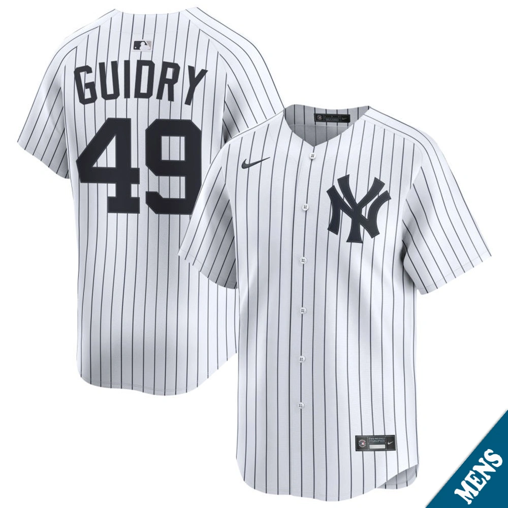 Men's New York Yankees Ron Guidry #49 Home White Limited Former Player‌ Jersey