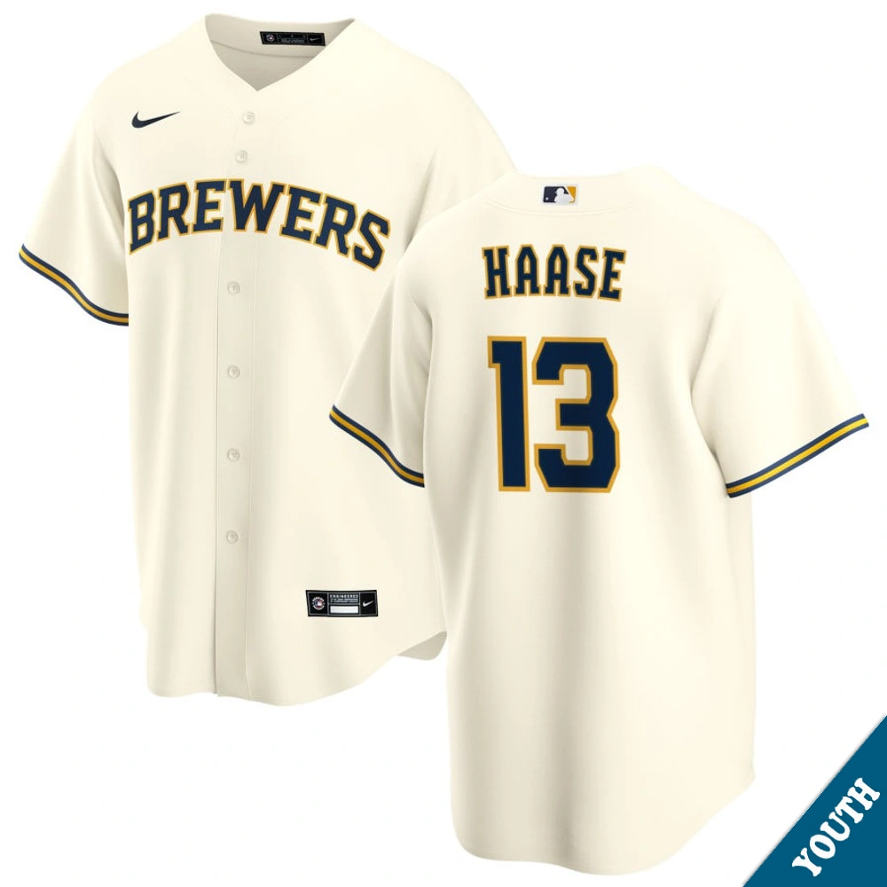 Youth Milwaukee Brewers Eric Haase #13 Home Cream Replica Jersey