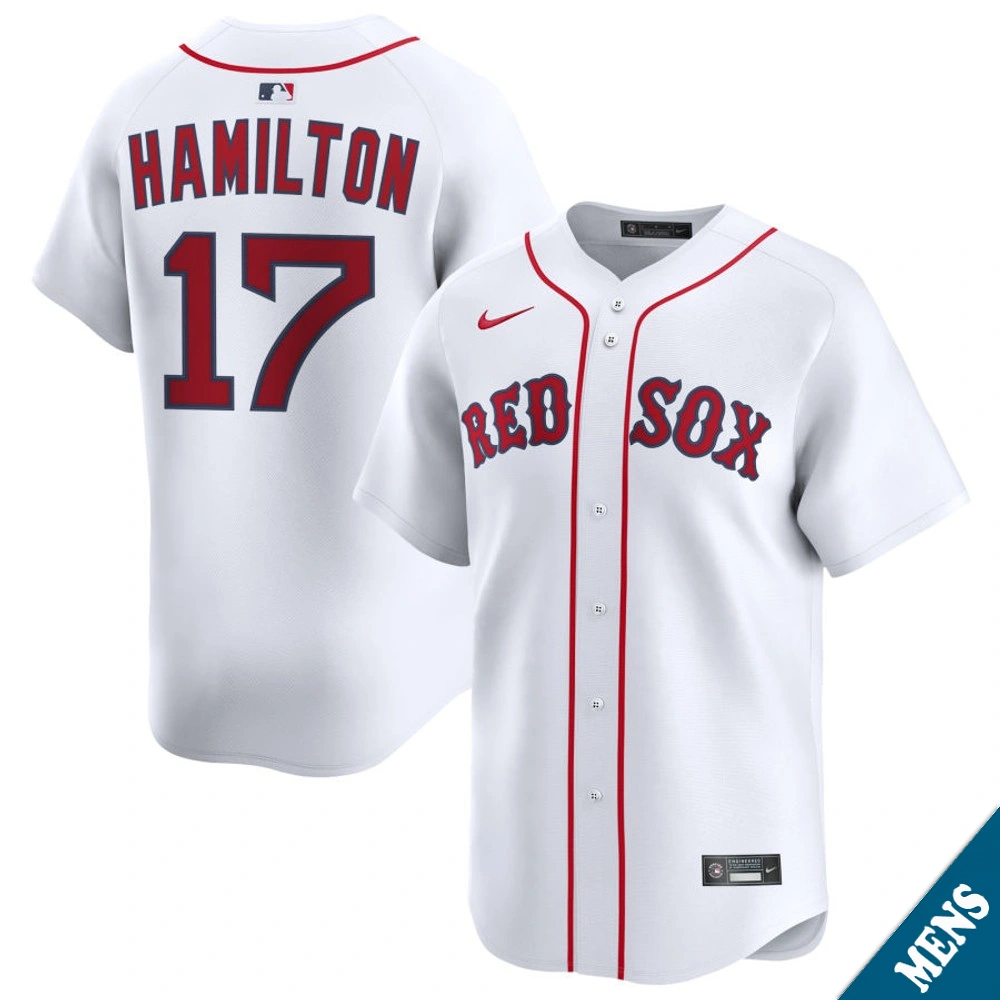 Men's Boston Red Sox David Hamilton #17 Home White Limited Jersey Men's Boston Red Sox David Hamilton #17 Home White Limited Jersey