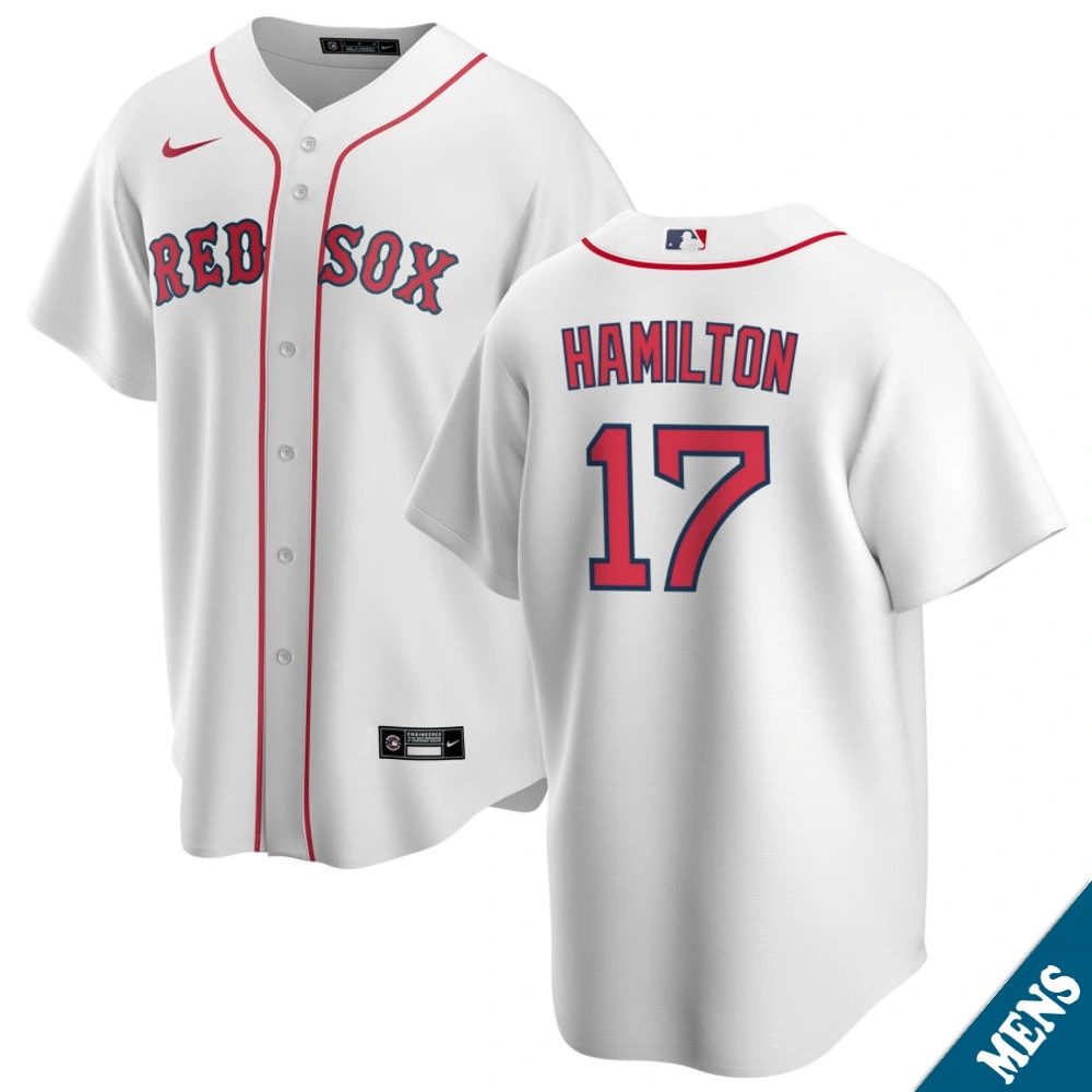 Men's Boston Red Sox David Hamilton #17 Home White Replica Jersey Men's Boston Red Sox David Hamilton #17 Home White Replica Jersey