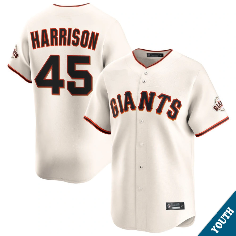 Youth San Francisco Giants Kyle Harrison #45 Home Cream Limited Jersey