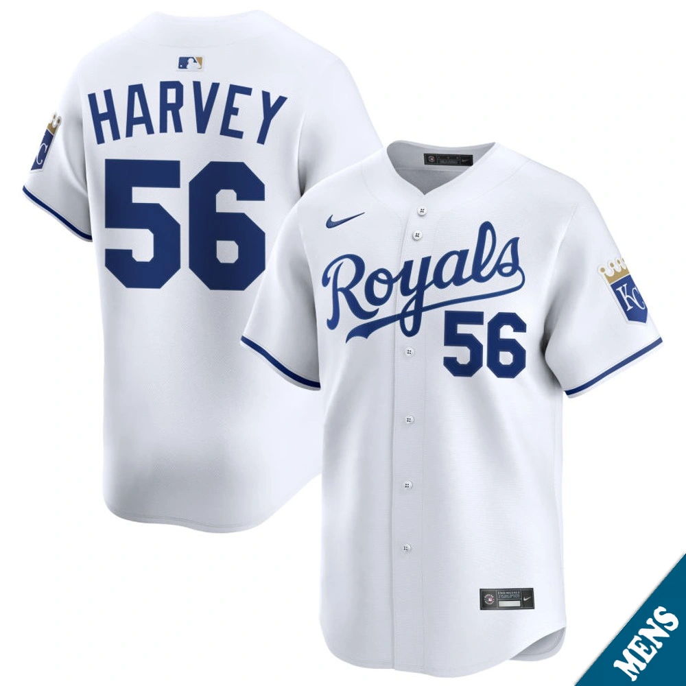 Men's Kansas City Royals Hunter Harvey #56 Home White Limited Jersey