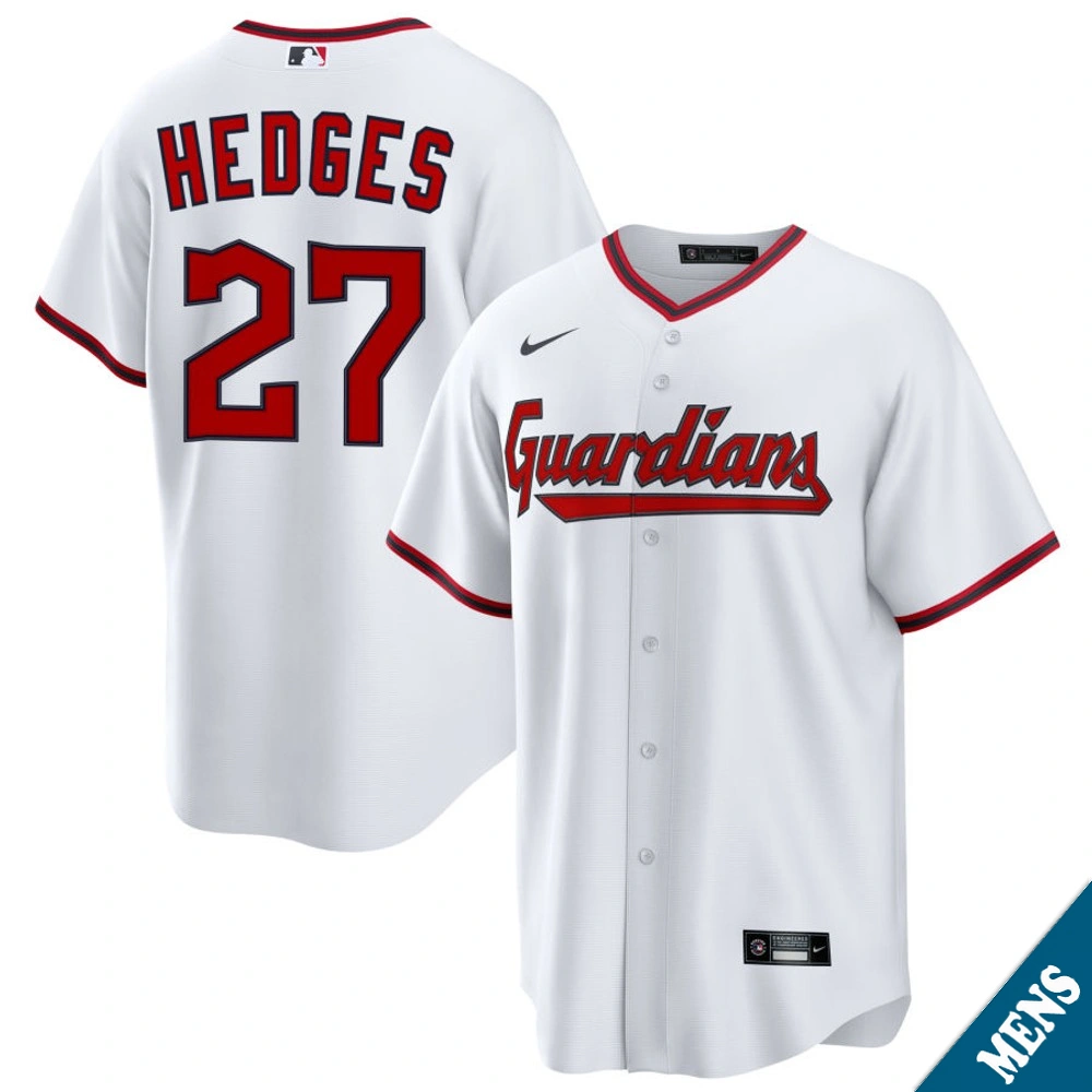 Men's Cleveland Guardians Austin Hedges #27 Home White Replica Jersey