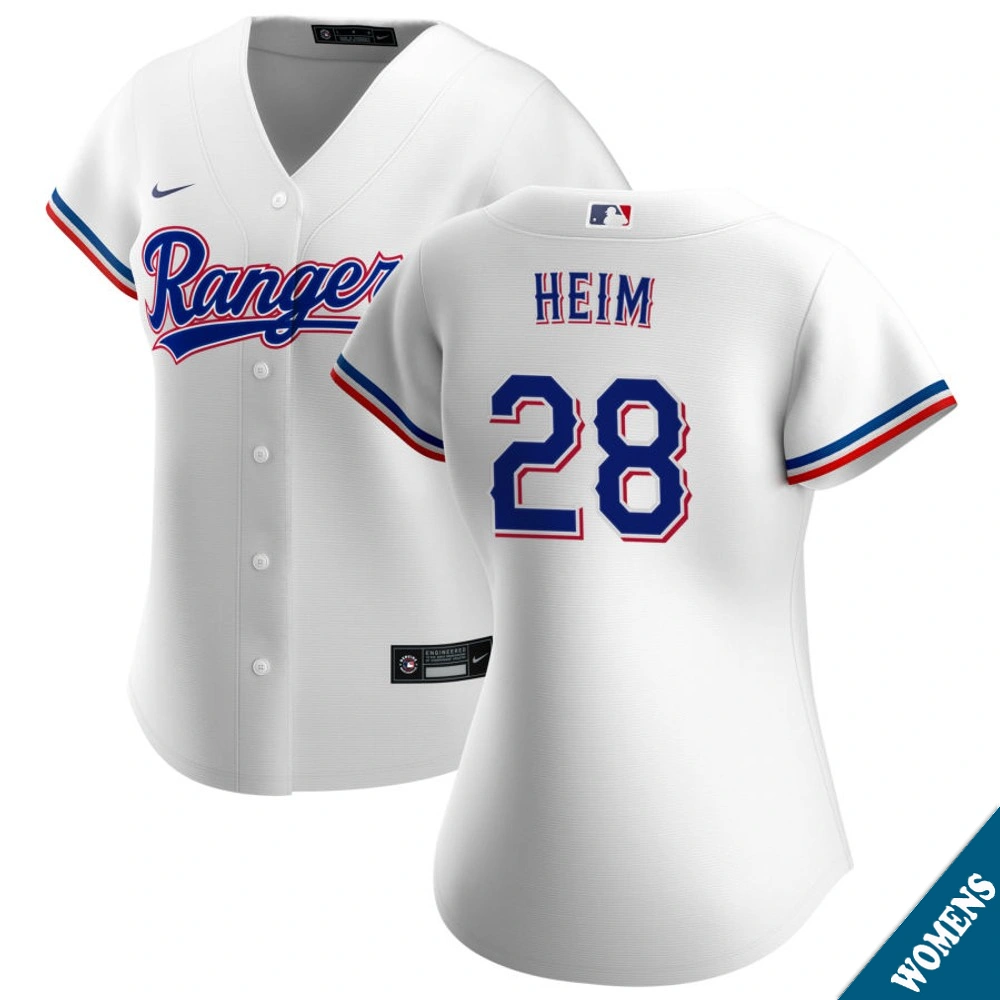 Women's Texas Rangers Jonah Heim #28 Home White Replica Jersey