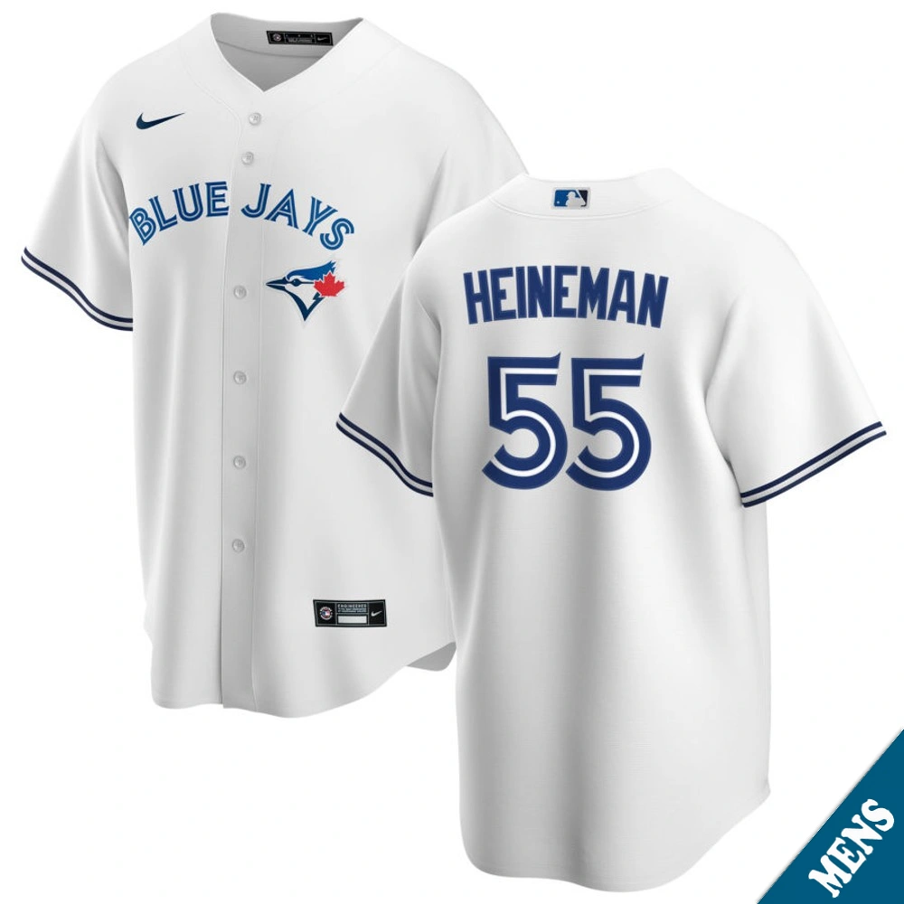Men's Toronto Blue Jays Tyler Heineman #55 Home White Replica Jersey
