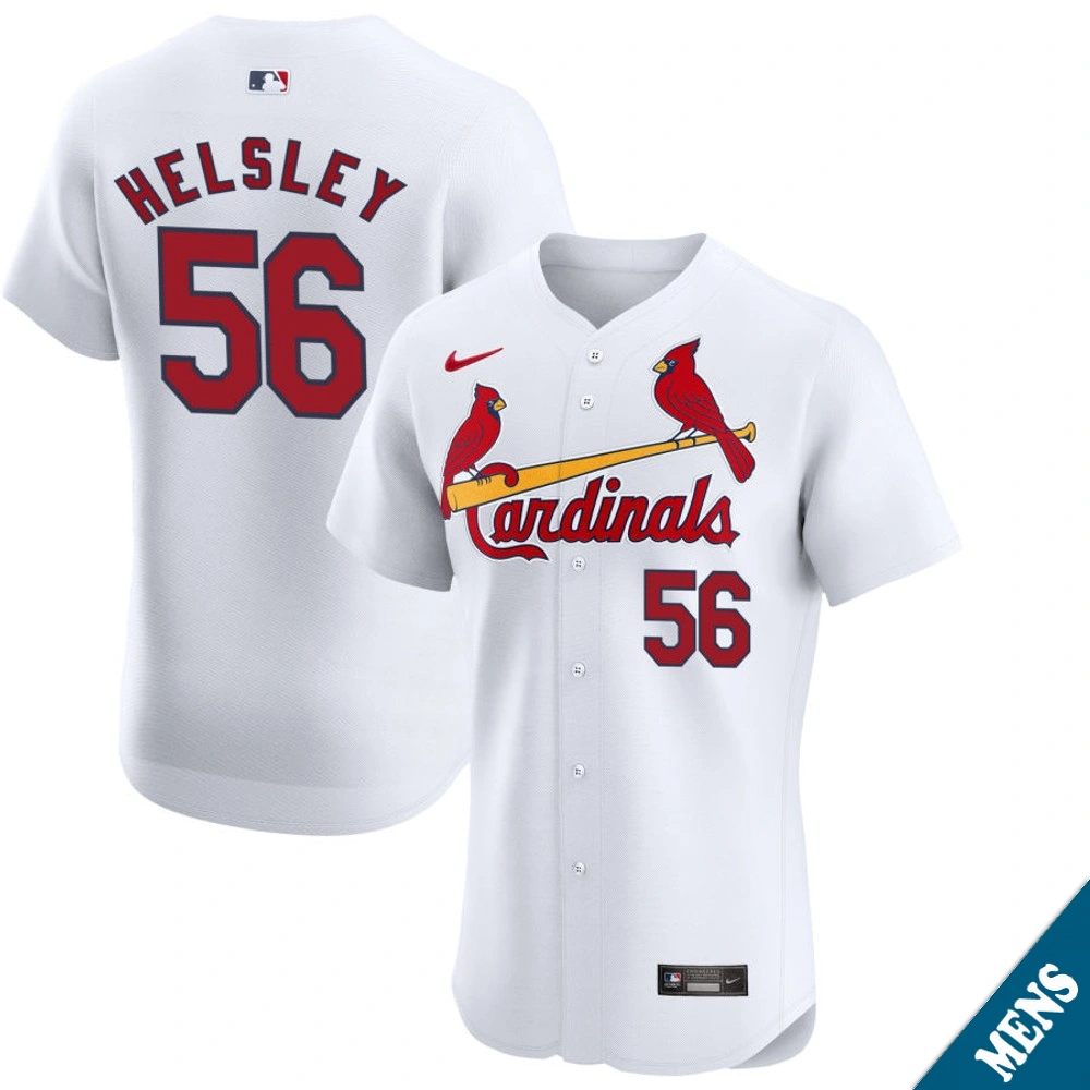 Men's St. Louis Cardinals Ryan Helsley #56 Home White Elite Jersey Men's St. Louis Cardinals Ryan Helsley #56 Home White Elite Jersey