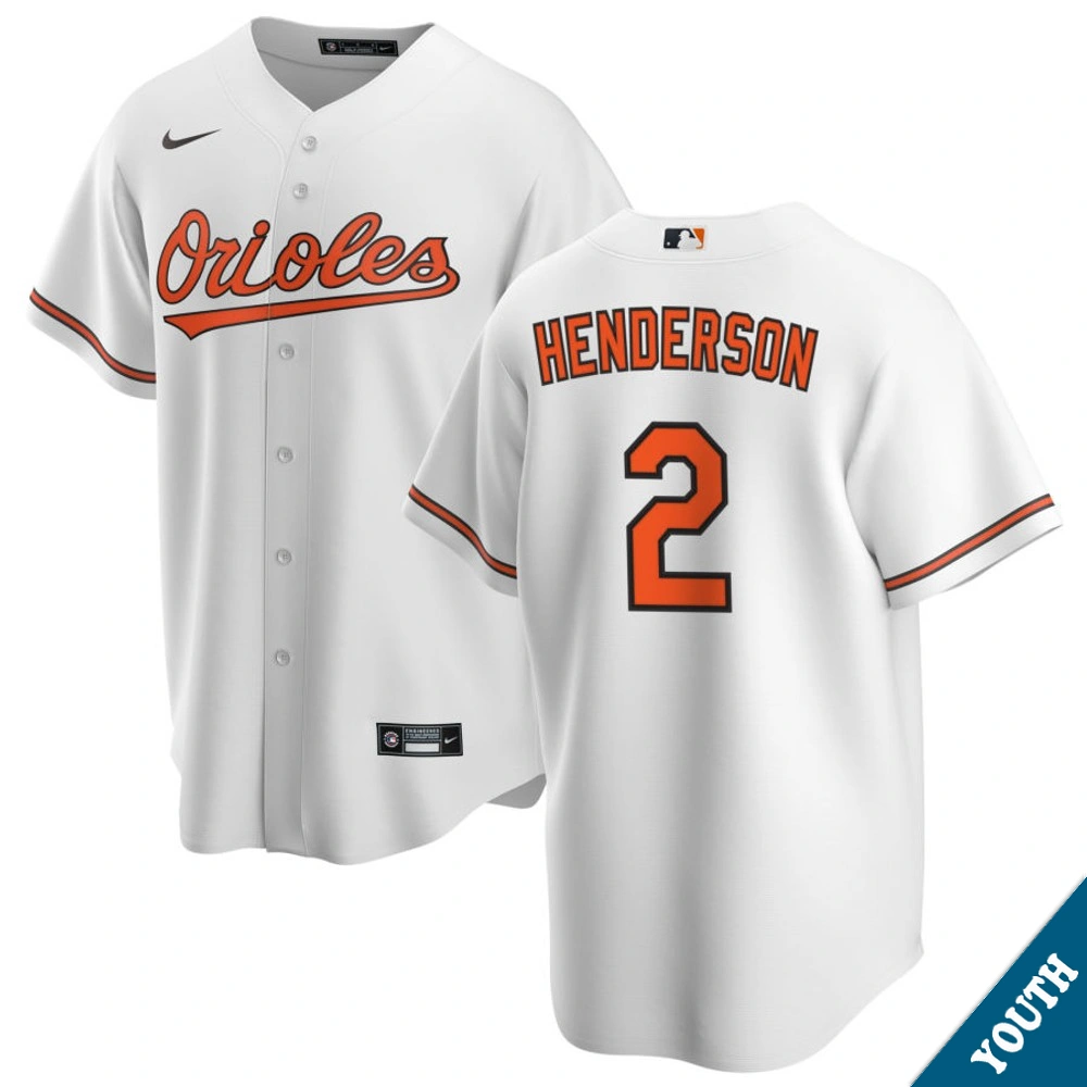 Youth Baltimore Orioles Gunnar Henderson #2 Home White Replica Jersey Youth Baltimore Orioles Gunnar Henderson #2 Home White Replica Jersey