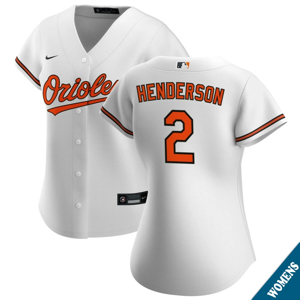 Women's Baltimore Orioles Gunnar Henderson #2 Home White Replica Jersey Women's Baltimore Orioles Gunnar Henderson #2 Home White Replica Jersey