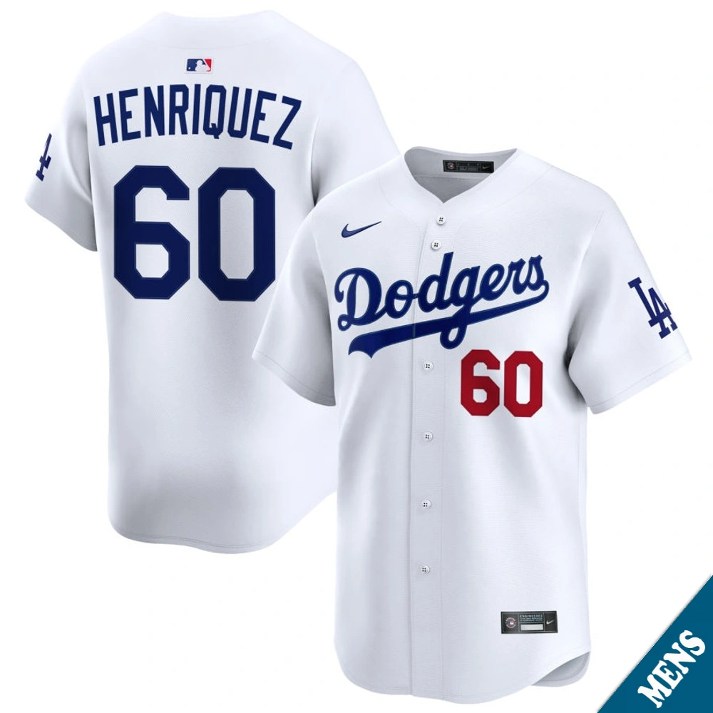 Men's Los Angeles Dodgers Edgardo Henriquez #60 Home White Limited Jersey