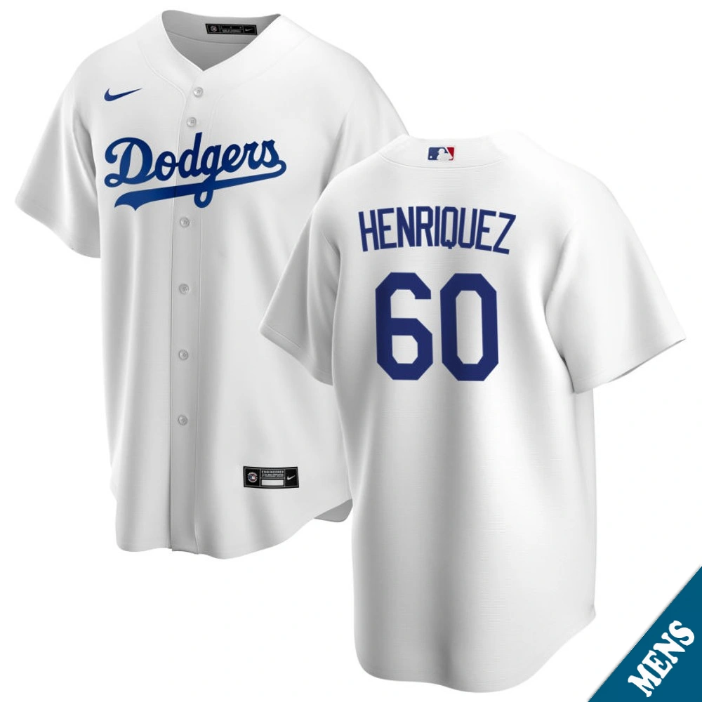 Men's Los Angeles Dodgers Edgardo Henriquez #60 Home White Replica Jersey
