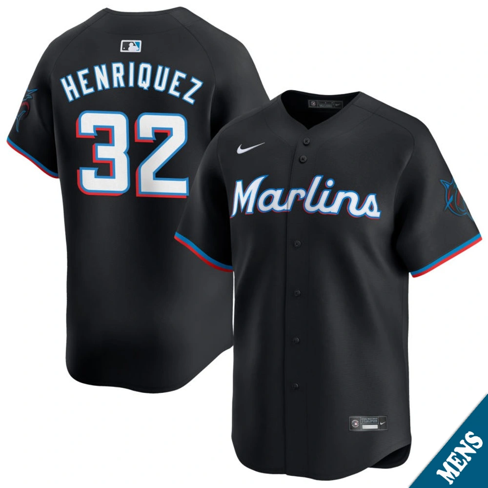 Men's Miami Marlins Ronny Henriquez #32 Black Alternate Limited Jersey