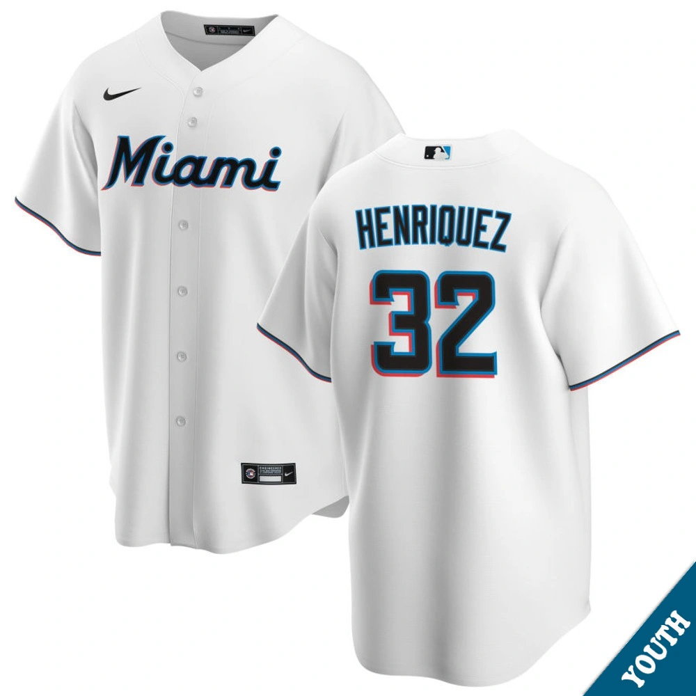 Youth Miami Marlins Ronny Henriquez #32 Home White Replica Jersey