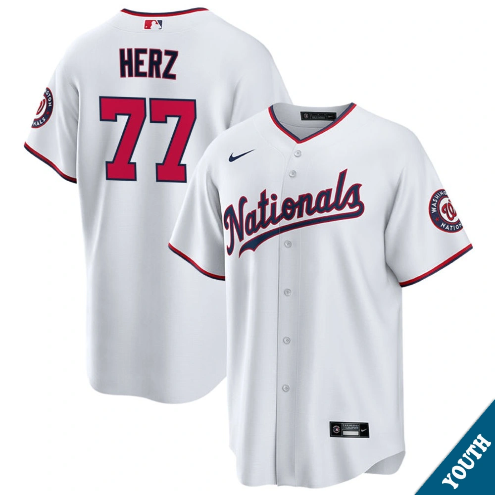 Youth Washington Nationals DJ Herz #77 White Replica Jersey