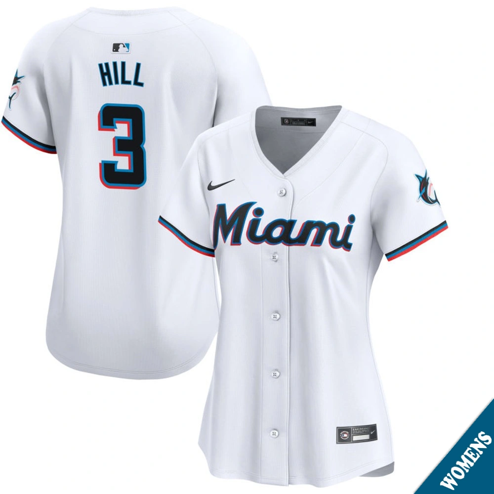 Women's Miami Marlins Derek Hill #3 Home White Limited Jersey