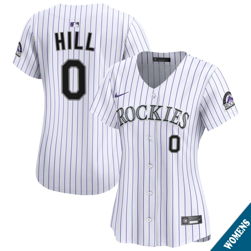 Women's Colorado Rockies Jaden Hill #0 Home White Limited Jersey